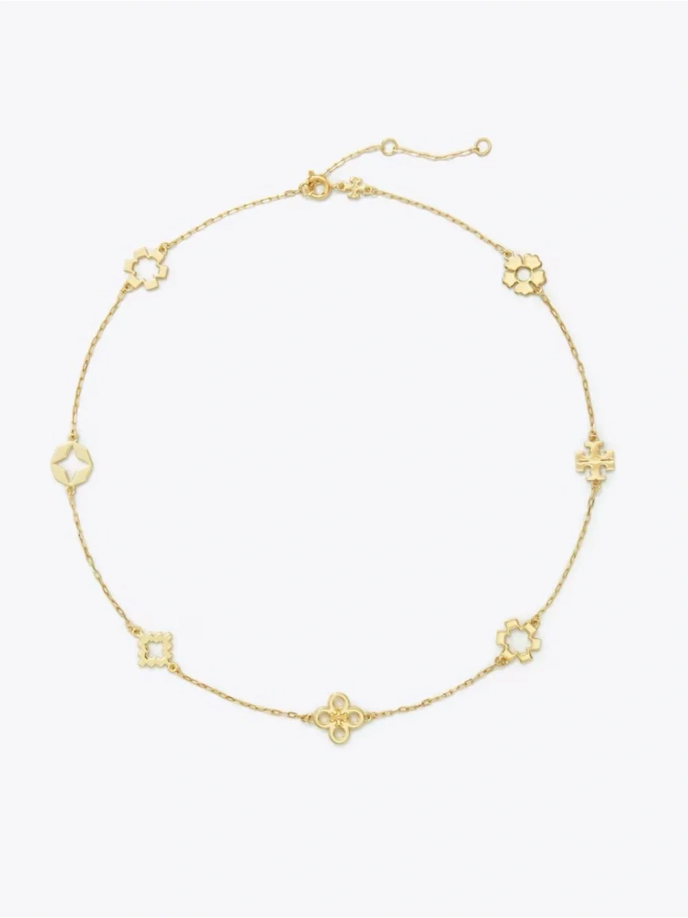Tory Burch Gold Clover Station Necklace and Bracelet Set